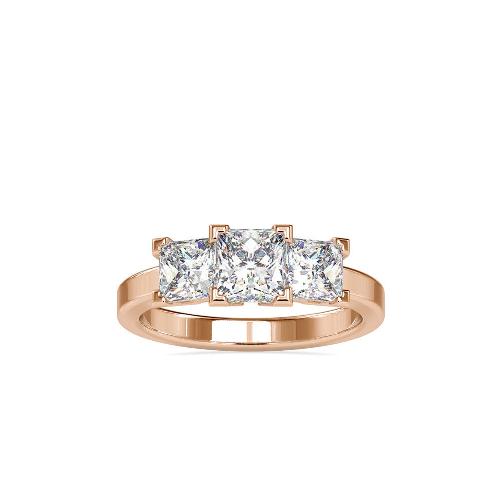 AZALEA CLASSIC SOLITAIRE THREE STONE RING, GOLD