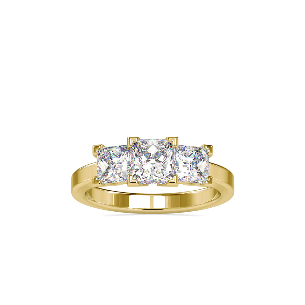 AZALEA CLASSIC SOLITAIRE THREE STONE RING, GOLD