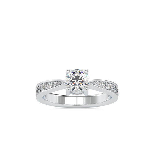 THEA SOLITAIRE RING WITH TAPERED STONES ON SHANK, GOLD