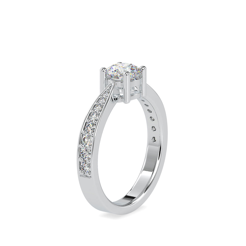 THEA SOLITAIRE RING WITH TAPERED STONES ON SHANK, GOLD