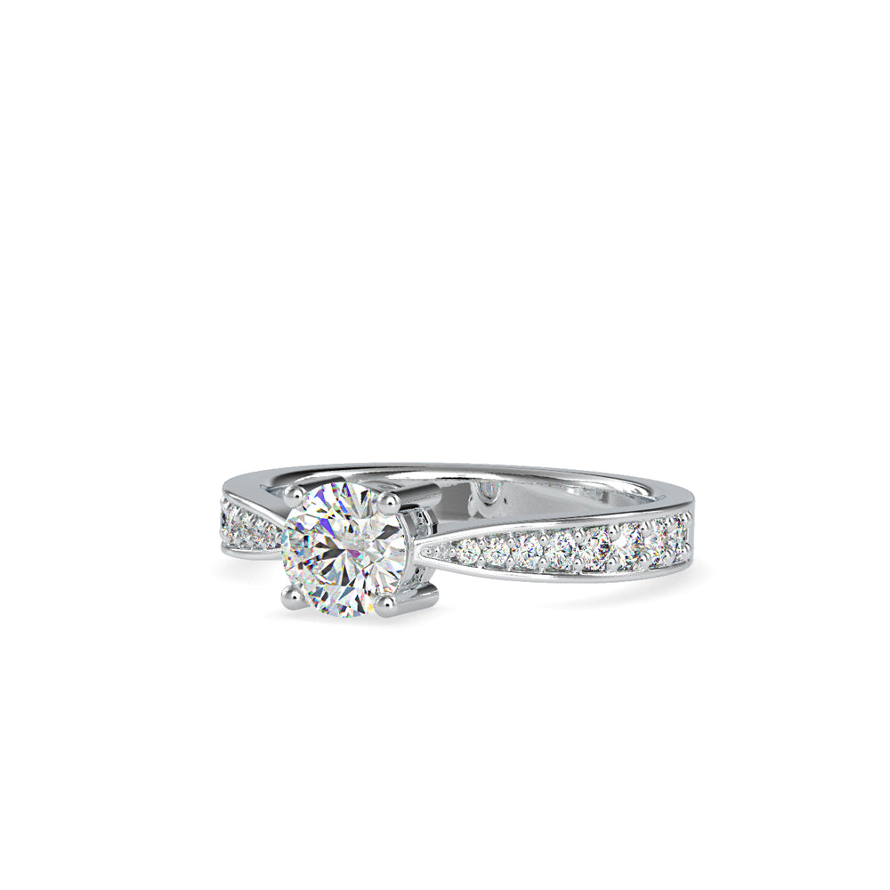 THEA SOLITAIRE RING WITH TAPERED STONES ON SHANK, GOLD