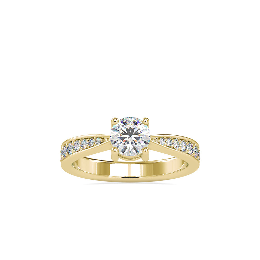 THEA SOLITAIRE RING WITH TAPERED STONES ON SHANK, GOLD