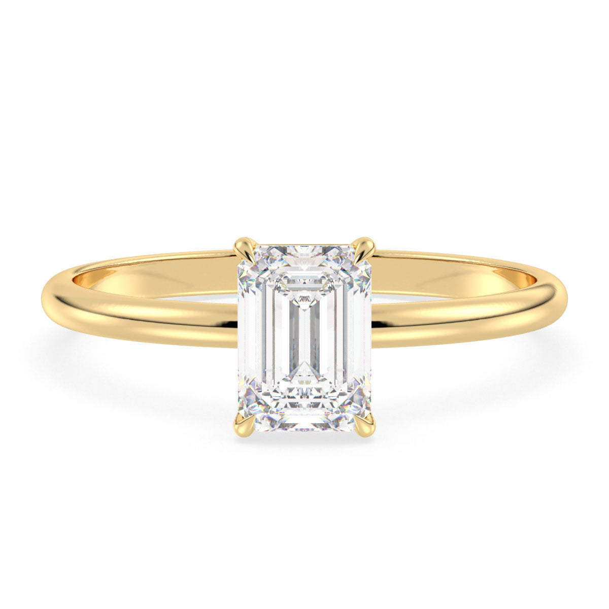 KATE EMERALD CUT SOLITAIRE RING, GOLD