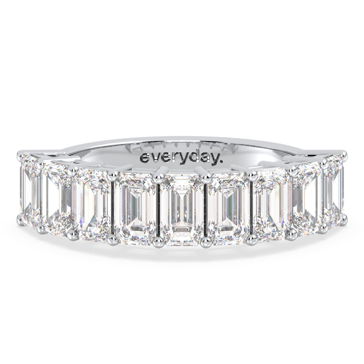 KATE EMERALD CUT DIAMOND HALF ETERNITY RING, GOLD