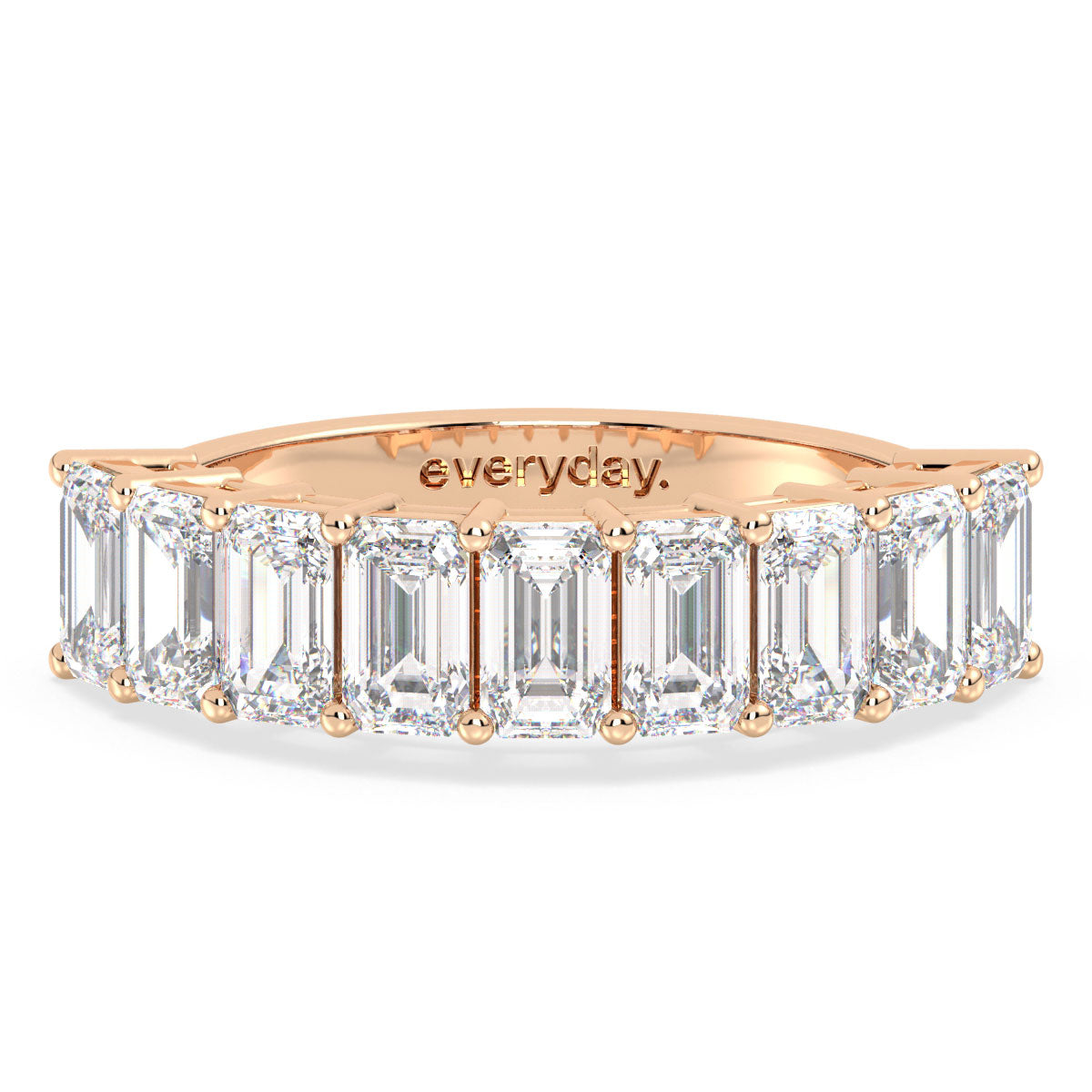 KATE EMERALD CUT DIAMOND HALF ETERNITY RING, GOLD