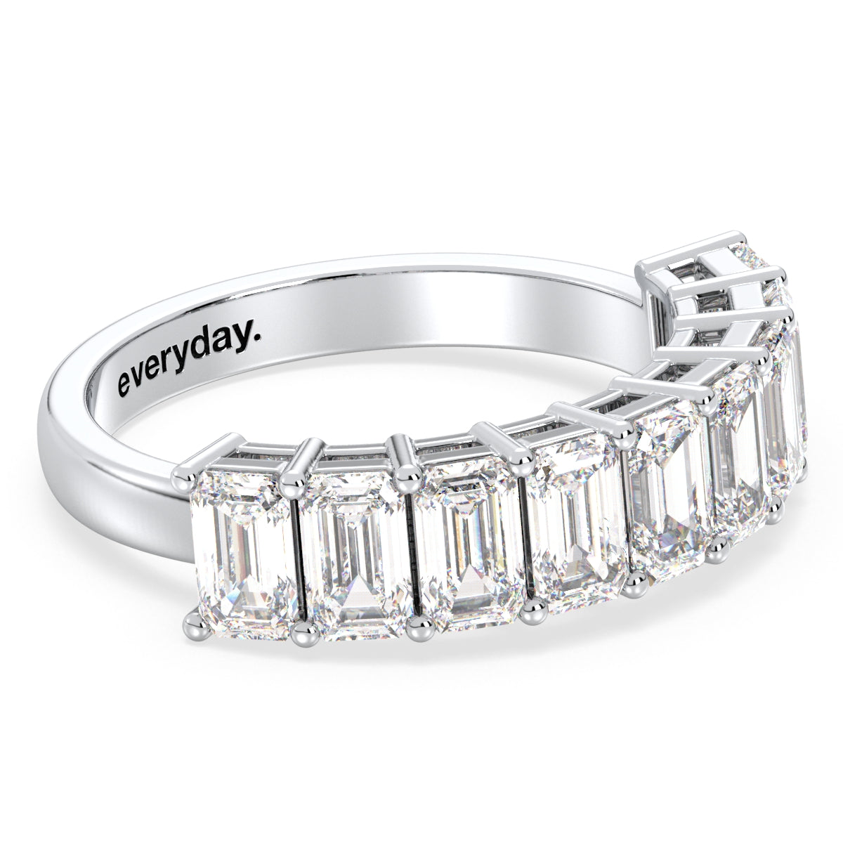 KATE EMERALD CUT DIAMOND HALF ETERNITY RING, GOLD