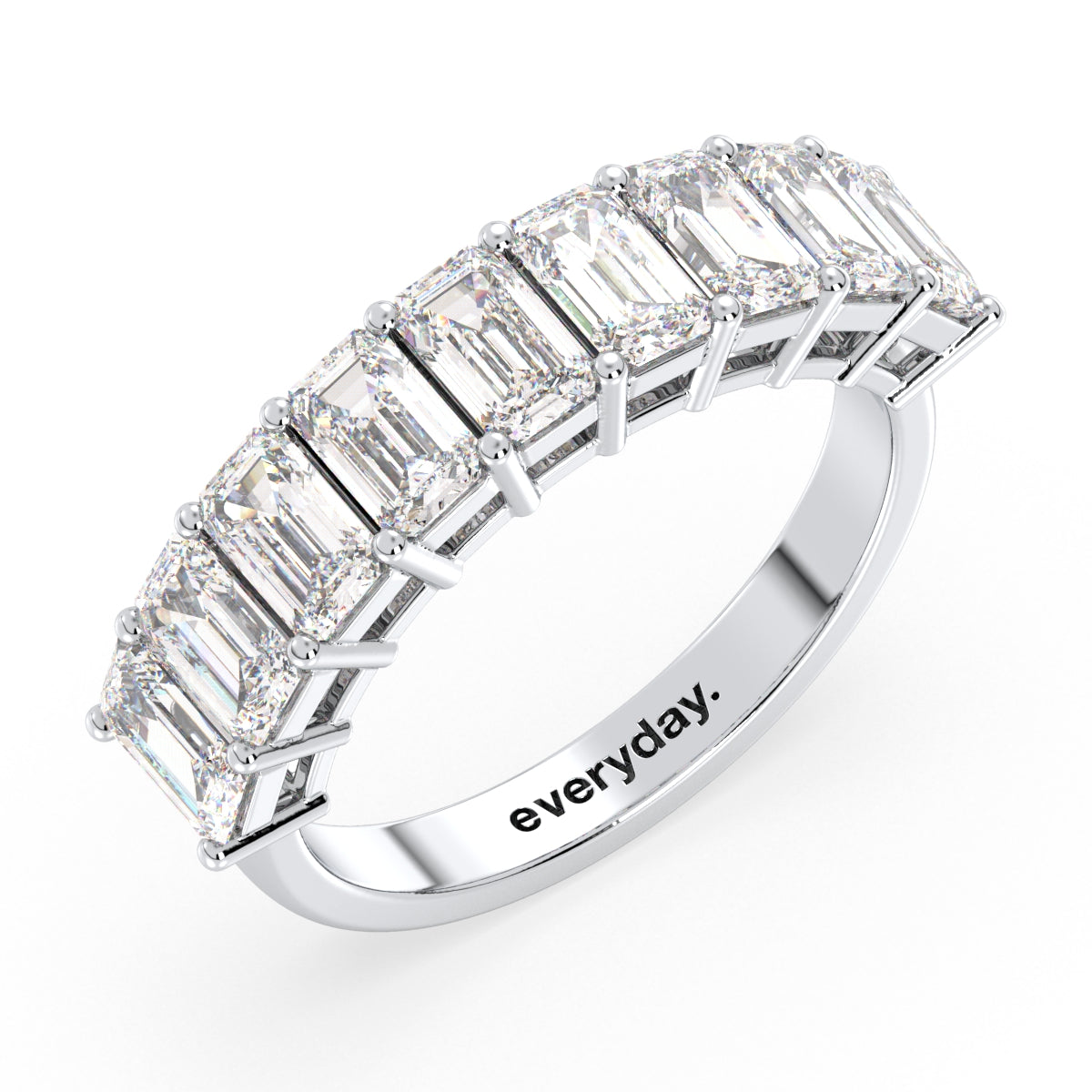 KATE EMERALD CUT DIAMOND HALF ETERNITY RING, GOLD