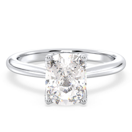 DAMAS CUSHION CUT DIAMOND SOLITAIRE RING, GOLD