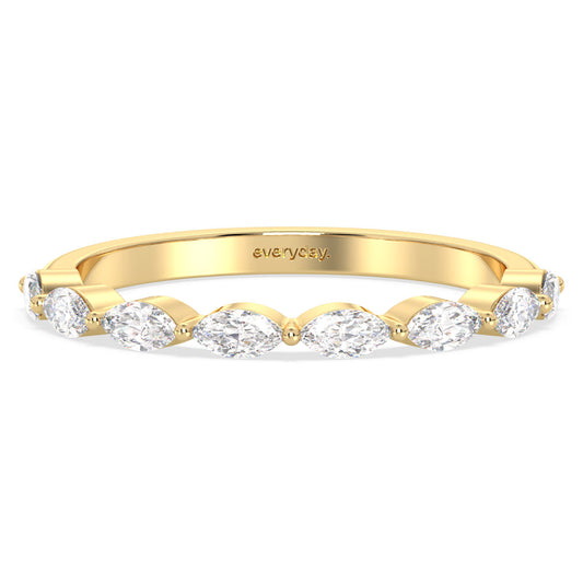 ROSE MARQUISE CUT HALF ETERNITY RING, GOLD