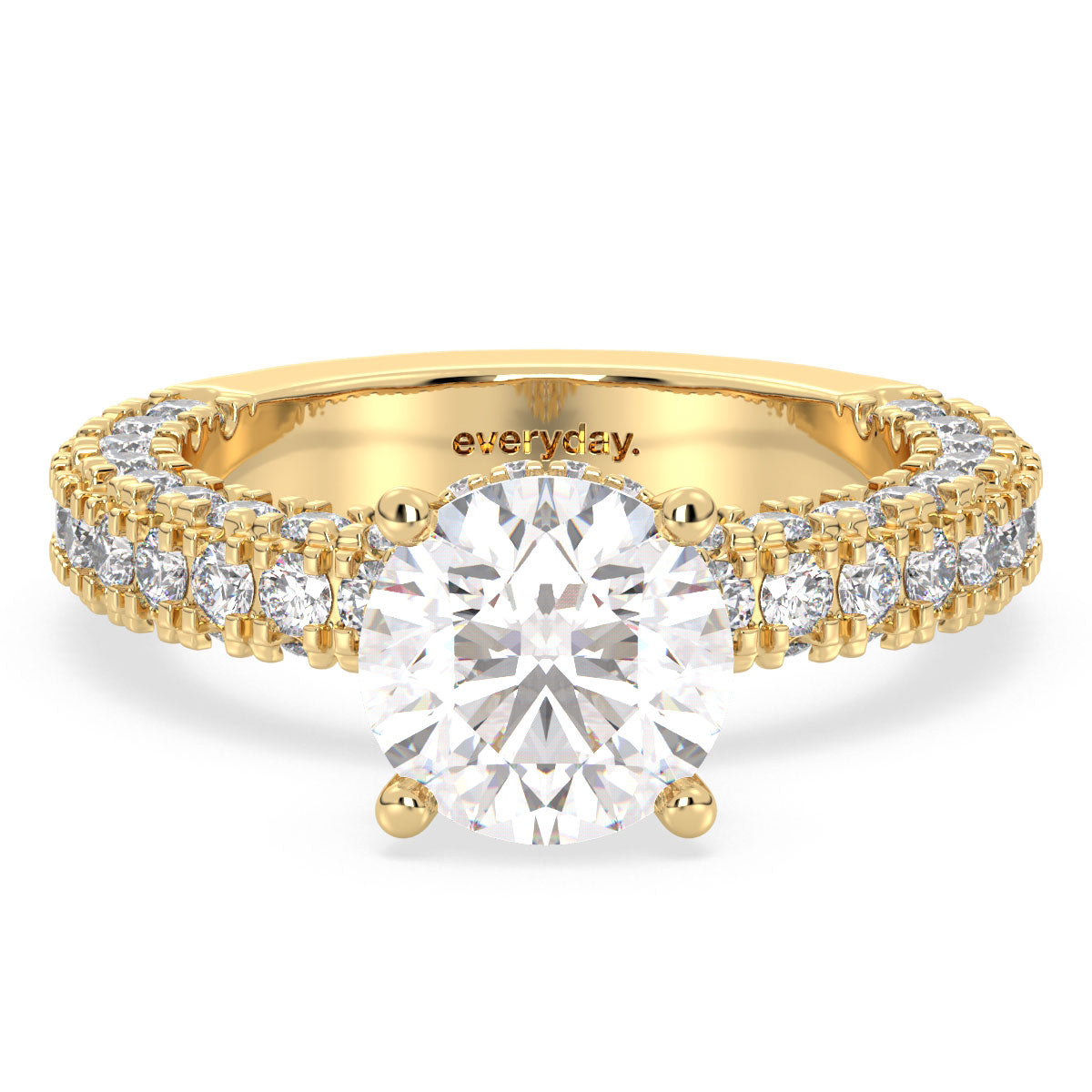 SOPHIA ROUND CUT ELEVATED SOLITAIRE RING WITH SIDE STONES, GOLD