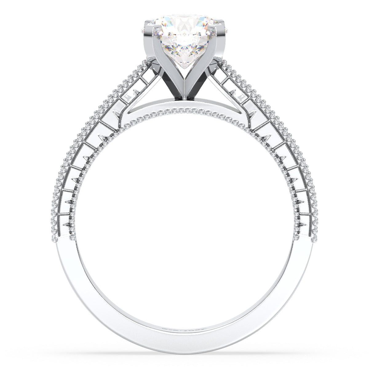 SOPHIA ROUND CUT SOLITAIRE RING WITH A FANCY HALF STUDDED SHANK, GOLD