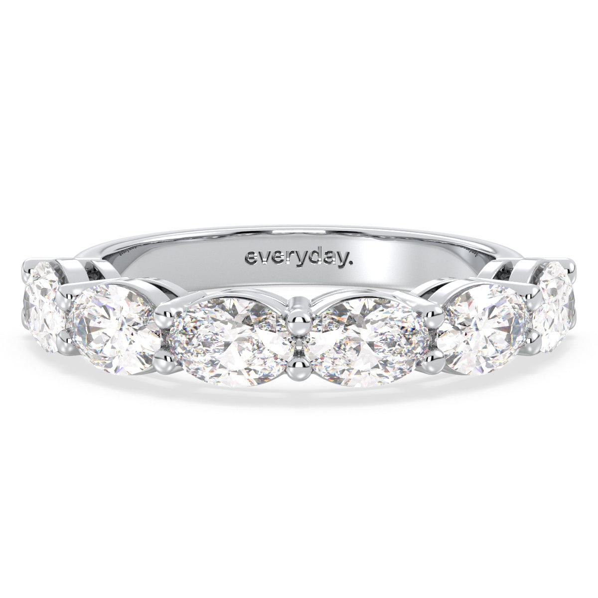 IRENE OVAL CUT DIAMOND HALF ETERNITY RING, GOLD