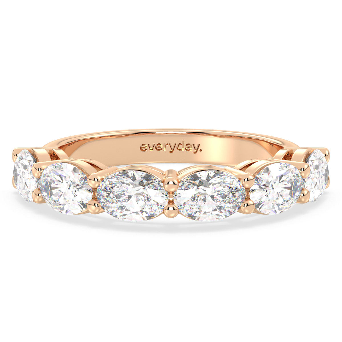 IRENE OVAL CUT DIAMOND HALF ETERNITY RING, GOLD