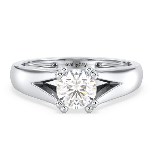 SOPHIA ROUND CUT SOLITAIRE RING WITH A SPILT SHANK, GOLD