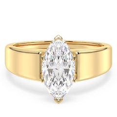 LILETTA MARQUISE CUT LAB GROWN DIAMOND SOLITAIRE ENGAGEMENT RING WITH THICK SHANK, GOLD