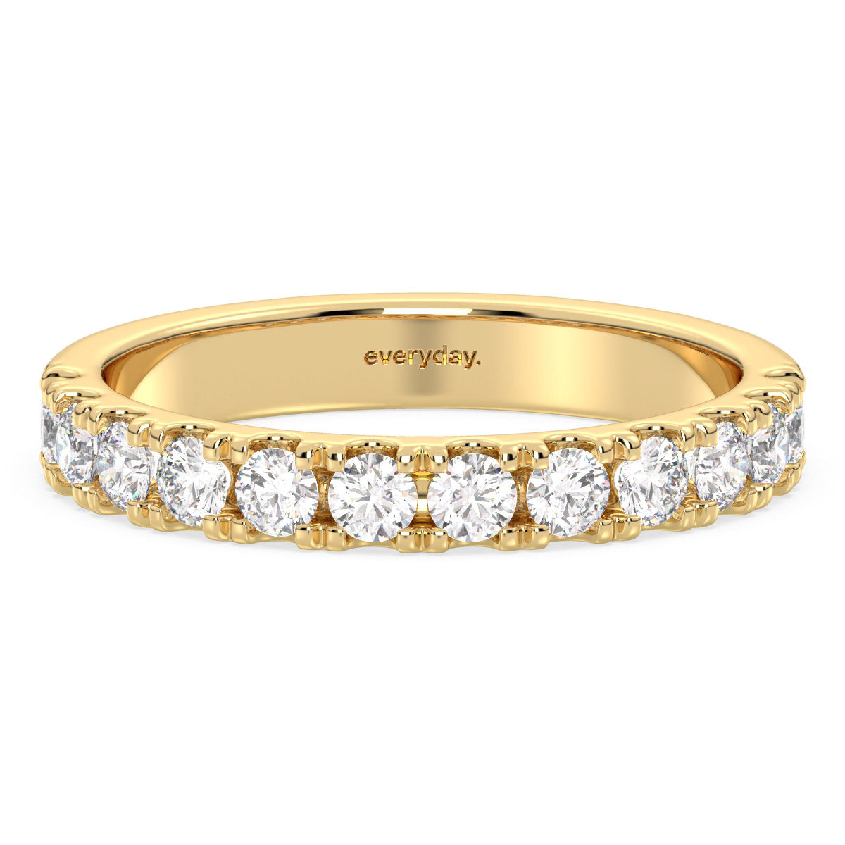 ROSE ROUND CUT STUDDED HALF ETERNITY RING, GOLD