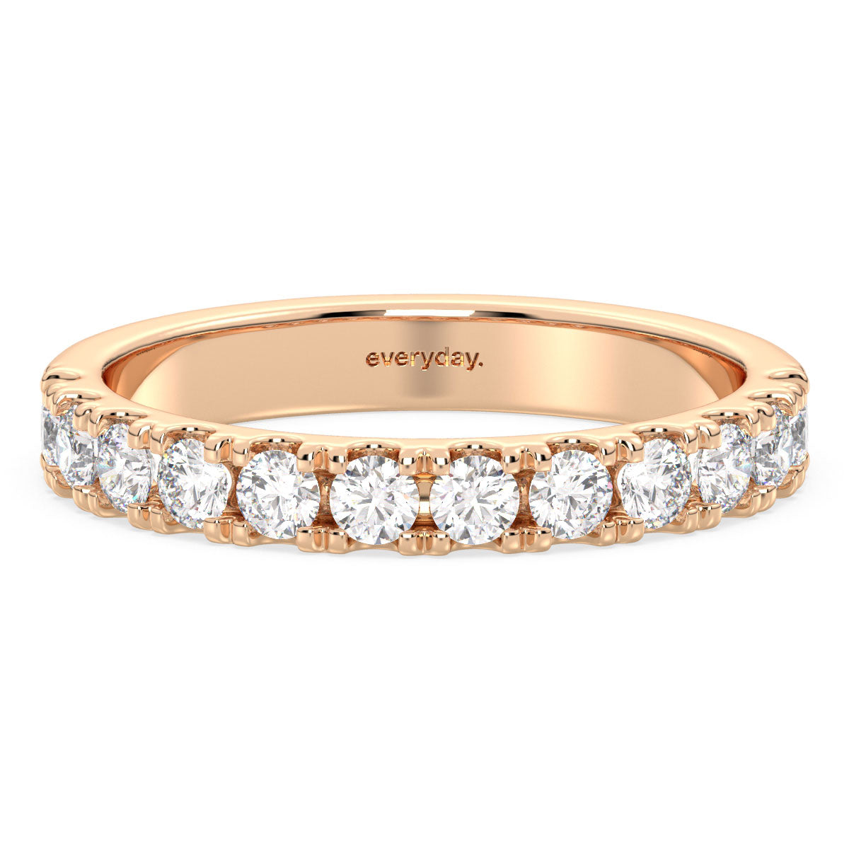 ROSE ROUND CUT STUDDED HALF ETERNITY RING, GOLD