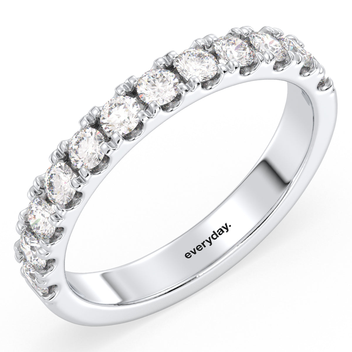 ROSE ROUND CUT STUDDED HALF ETERNITY RING, GOLD