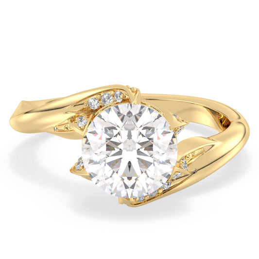 SOPHIA BYPASS ROUND CUT SOLITAIRE RING, GOLD