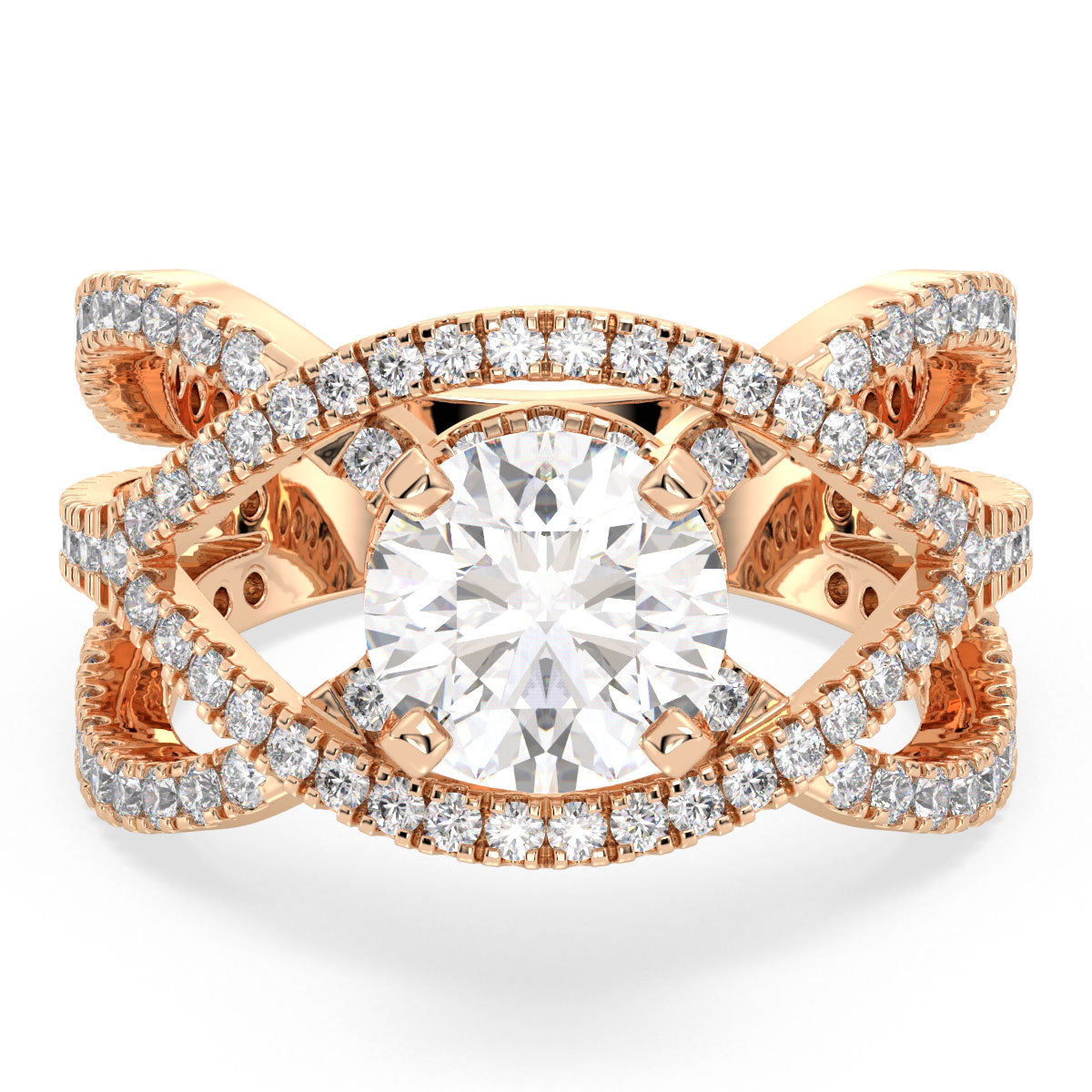 SOPHIA ROUND CUT SOLITAIRE RING IN A FANCY STUDDED SETTING, GOLD