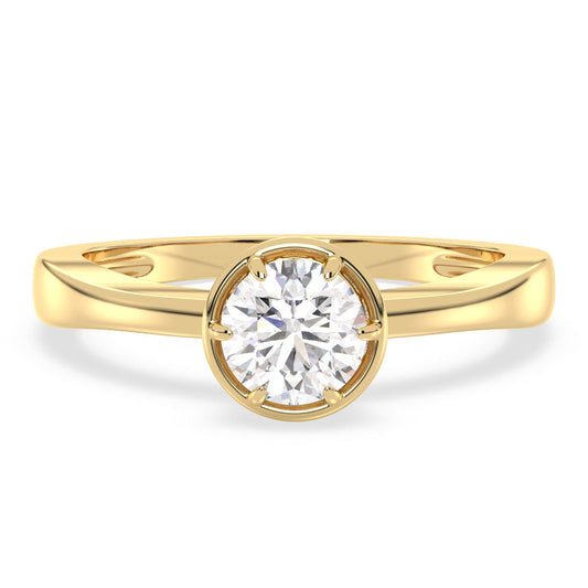 DAISY BEZEL SET ROUND CUT SOLITAIRE RING, GOLD