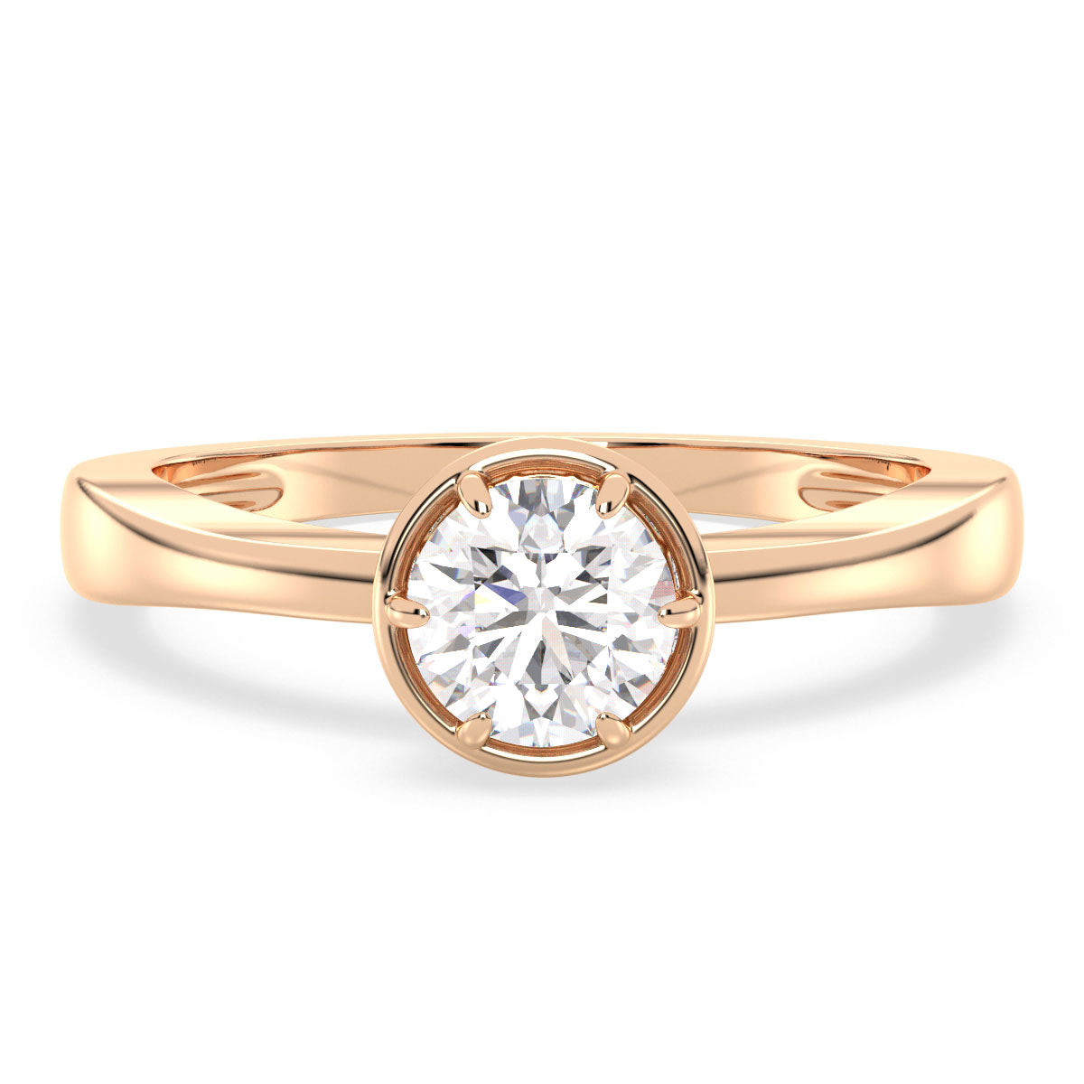 DAISY BEZEL SET ROUND CUT SOLITAIRE RING, GOLD