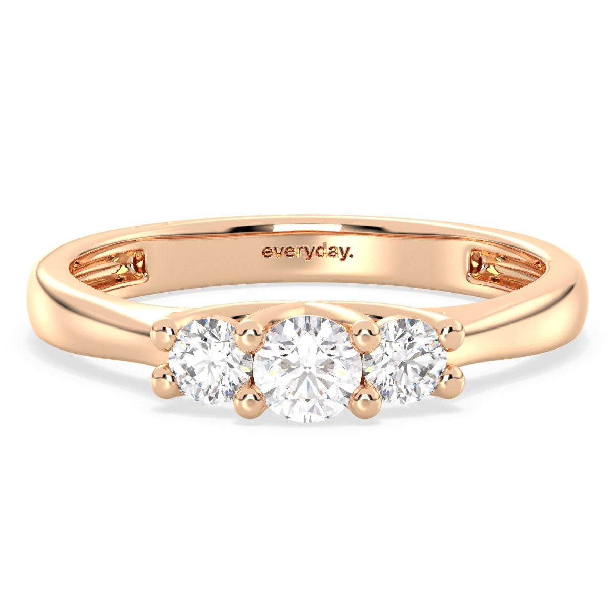 SOPHIA CLASSIC ROUND CUT THREE STONE RING, GOLD