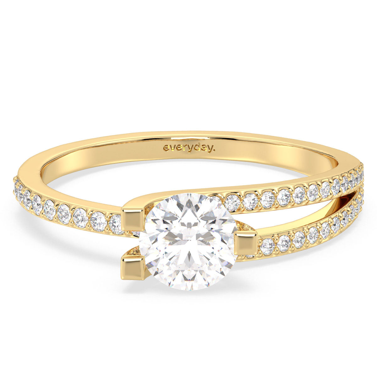 SOPHIA ROUND CUT SOLITAIRE RING WITH SINGLE SPLIT SHANK, GOLD