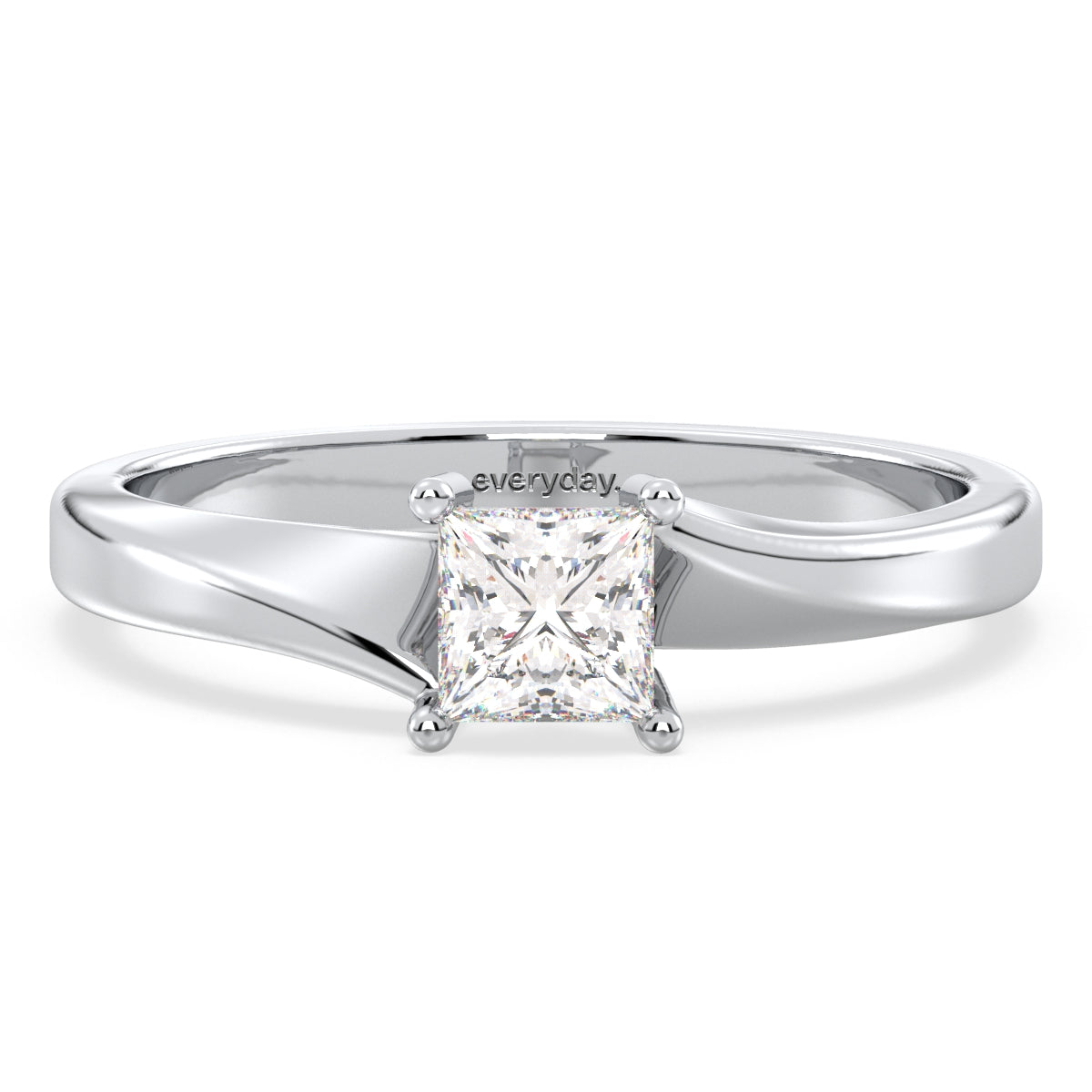 AZALEA BYPASS PRINCESS CUT SOLITAIRE RING, GOLD