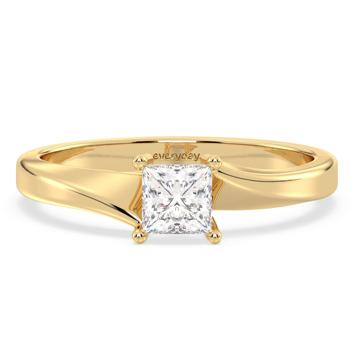 AZALEA BYPASS PRINCESS CUT SOLITAIRE RING, GOLD