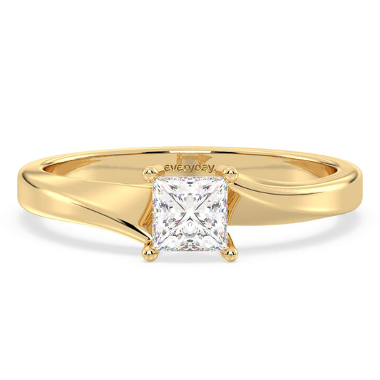 AZALEA BYPASS PRINCESS CUT SOLITAIRE RING, GOLD