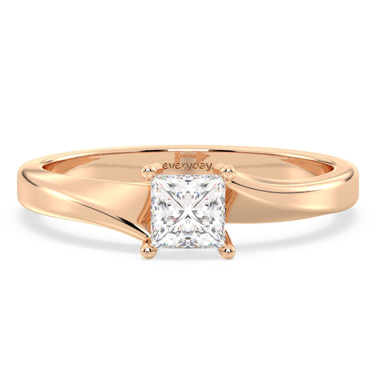 AZALEA BYPASS PRINCESS CUT SOLITAIRE RING, GOLD