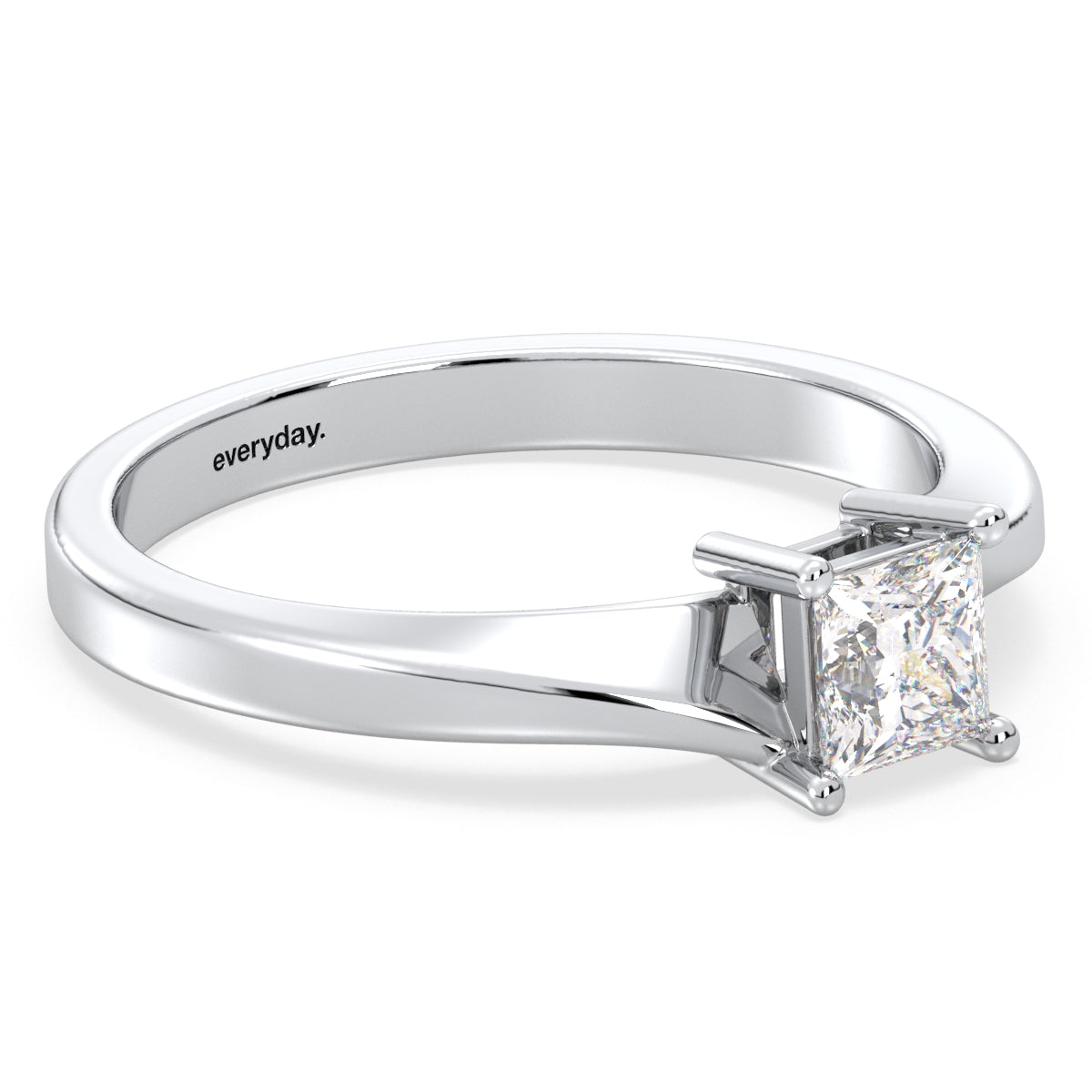 AZALEA BYPASS PRINCESS CUT SOLITAIRE RING, GOLD