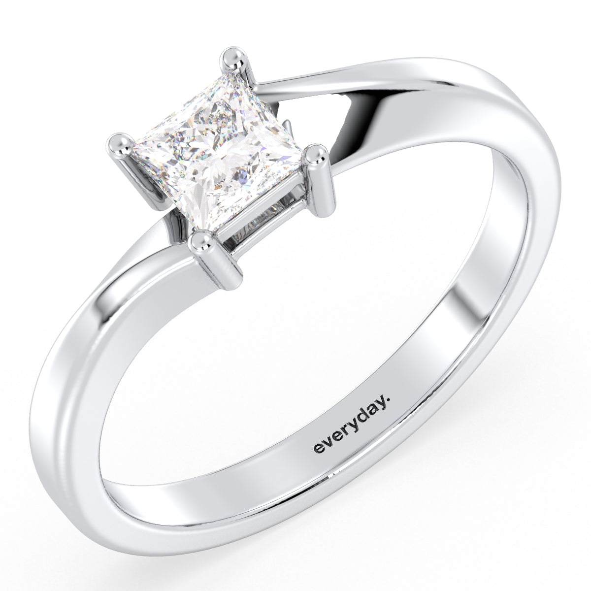 AZALEA BYPASS PRINCESS CUT SOLITAIRE RING, GOLD