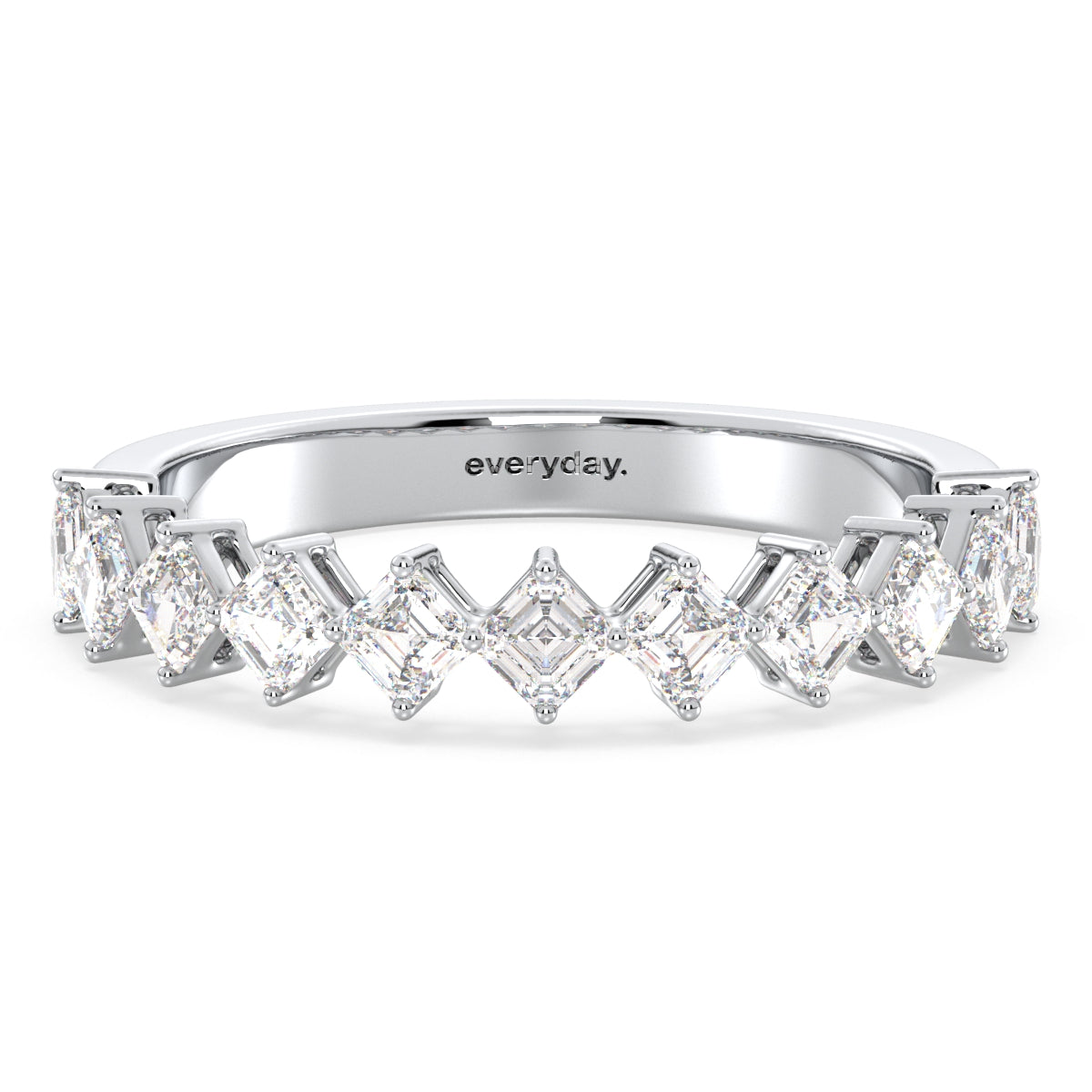 AZALEA DIAGONALLY SET PRINCESS CUT HALF ETERNITY RING, GOLD