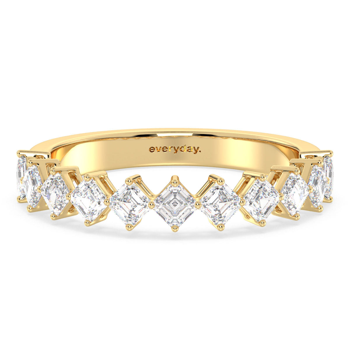 AZALEA DIAGONALLY SET PRINCESS CUT HALF ETERNITY RING, GOLD