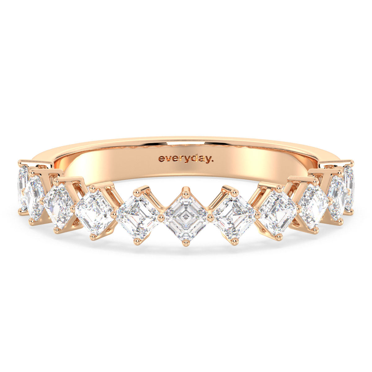 AZALEA DIAGONALLY SET PRINCESS CUT HALF ETERNITY RING, GOLD