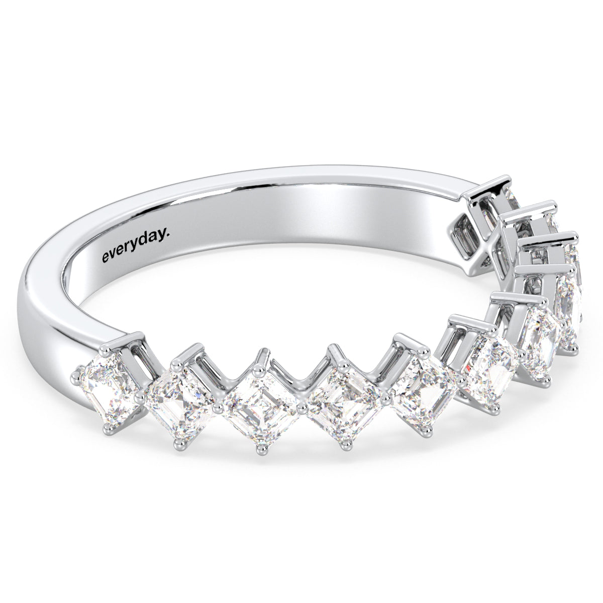 AZALEA DIAGONALLY SET PRINCESS CUT HALF ETERNITY RING, GOLD