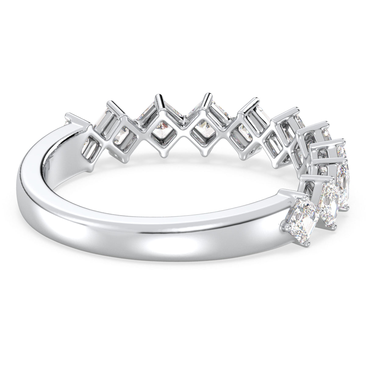 AZALEA DIAGONALLY SET PRINCESS CUT HALF ETERNITY RING, GOLD