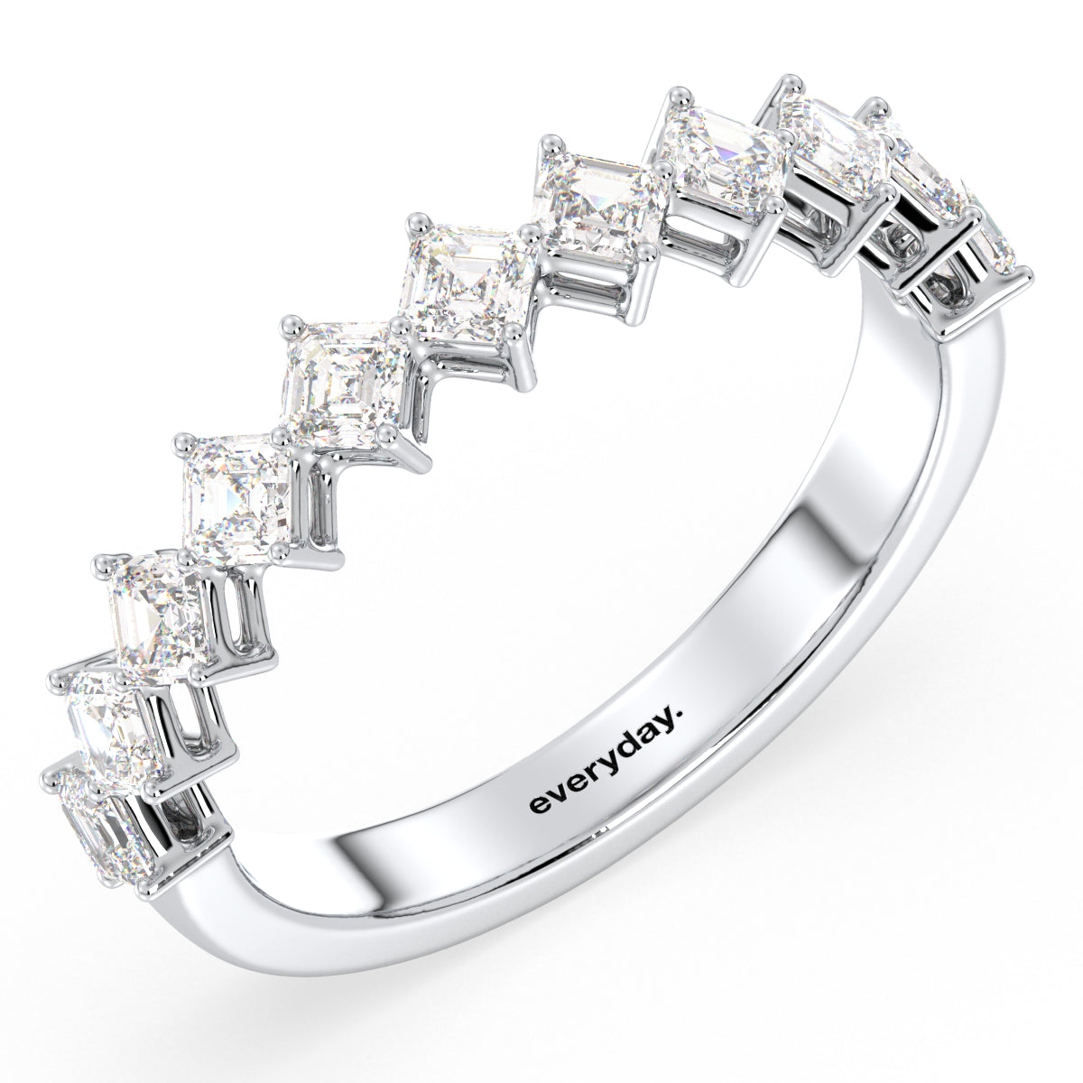 AZALEA DIAGONALLY SET PRINCESS CUT HALF ETERNITY RING, GOLD