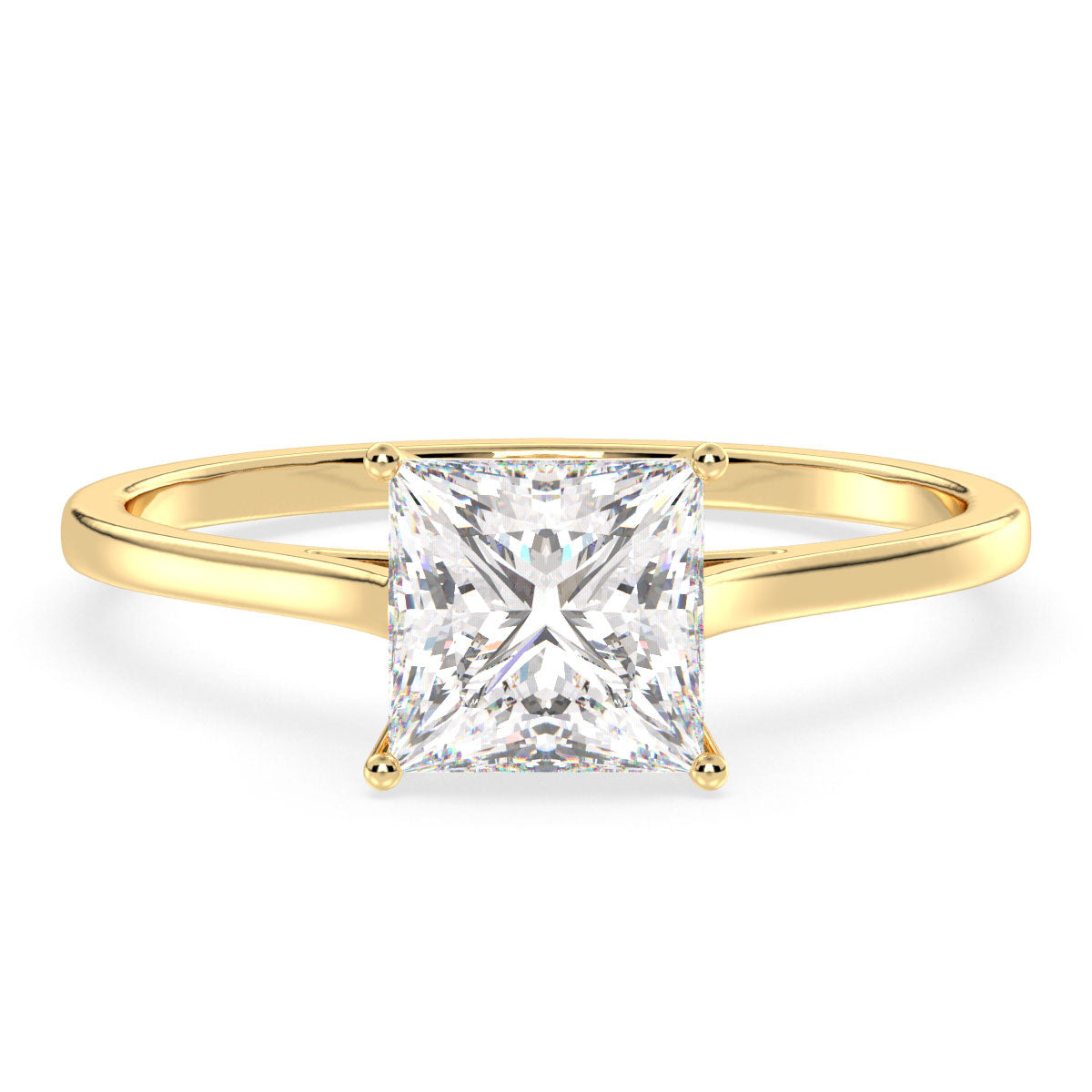 AZALEA PRINCESS CUT DIAMOND SOLITAIRE RING, GOLD