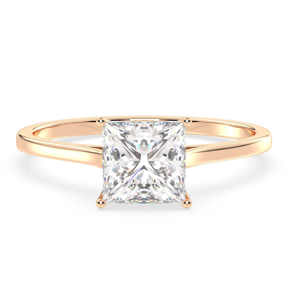 AZALEA PRINCESS CUT DIAMOND SOLITAIRE RING, GOLD