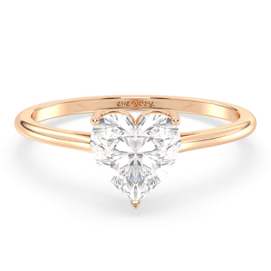 CLEMENCE HEART CUT DIAMOND SOLITAIRE RING, GOLD