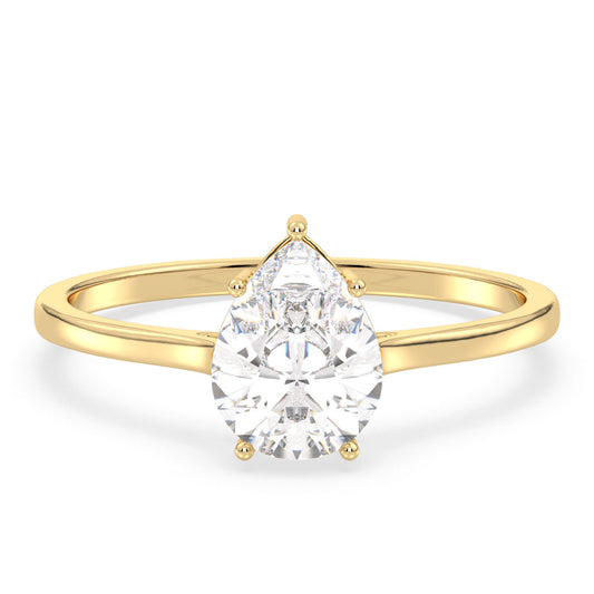 MARGUERITE PEAR CUT DIAMOND SOLITAIRE RING, GOLD