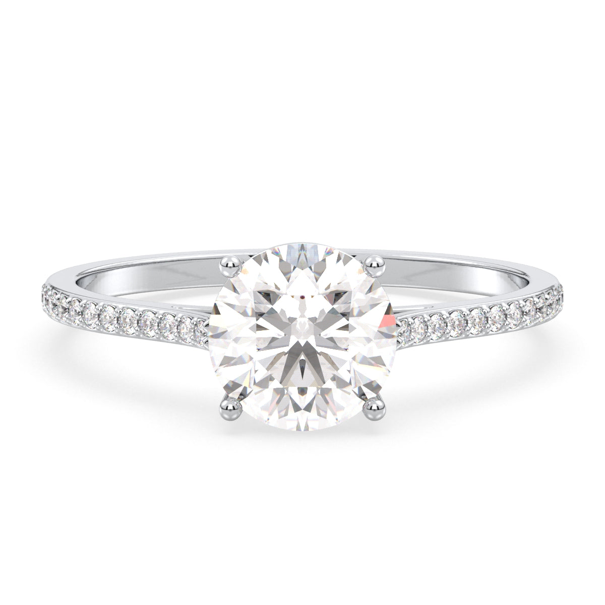 SOPHIA ROUND CUT SOLITAIRE RING WITH SIDE STONES, GOLD