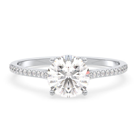 SOPHIA ROUND CUT SOLITAIRE RING WITH SIDE STONES, GOLD