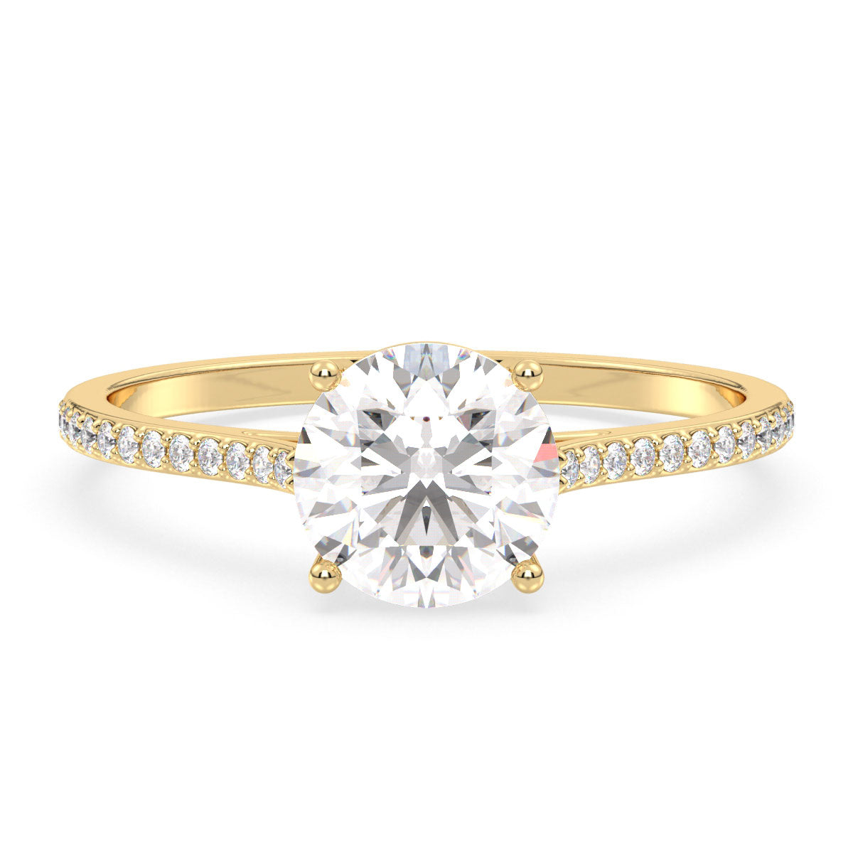 SOPHIA ROUND CUT SOLITAIRE RING WITH SIDE STONES, GOLD