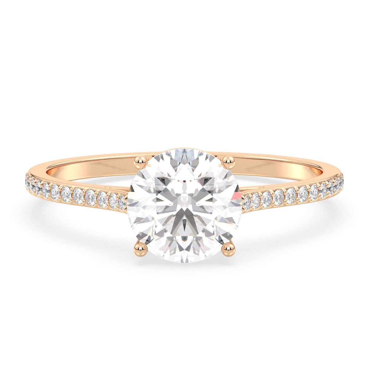 SOPHIA ROUND CUT SOLITAIRE RING WITH SIDE STONES, GOLD