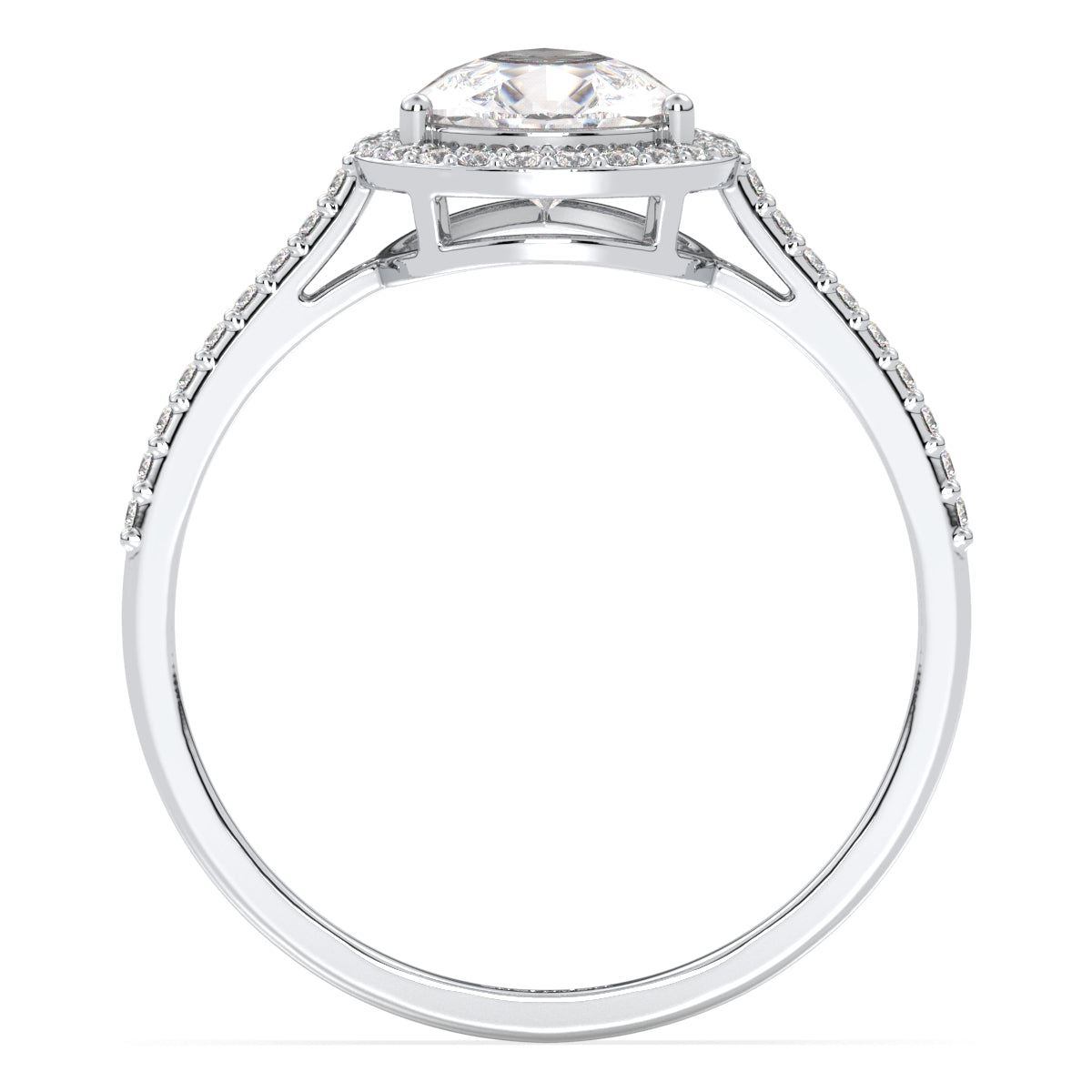 MARGUERITE HALO PEAR CUT SOLITAIRE RING WITH SIDE STONES, GOLD