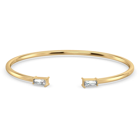 THEA TAPERED BAGUETTE CUT OPEN OVAL BANGLE, GOLD